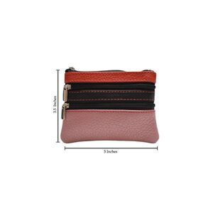 Women's genuine leather coin purse and credit card wallet with key chain holder